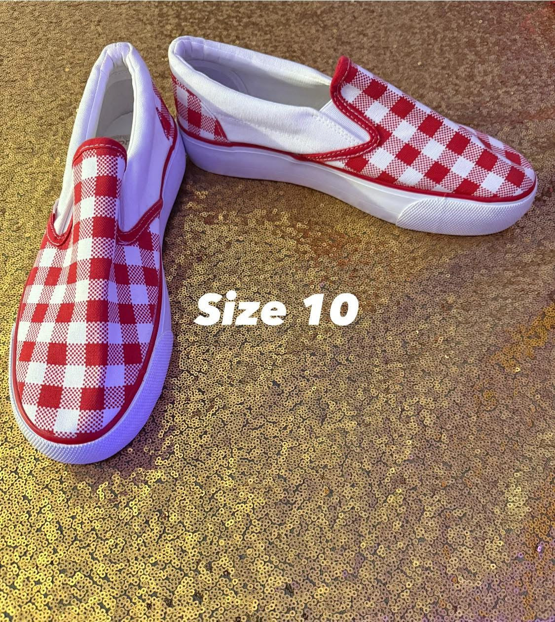 Size 10 Red & white Checkered Skippy Sneaker