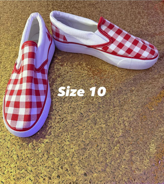 Size 10 Red & white Checkered Skippy Sneaker
