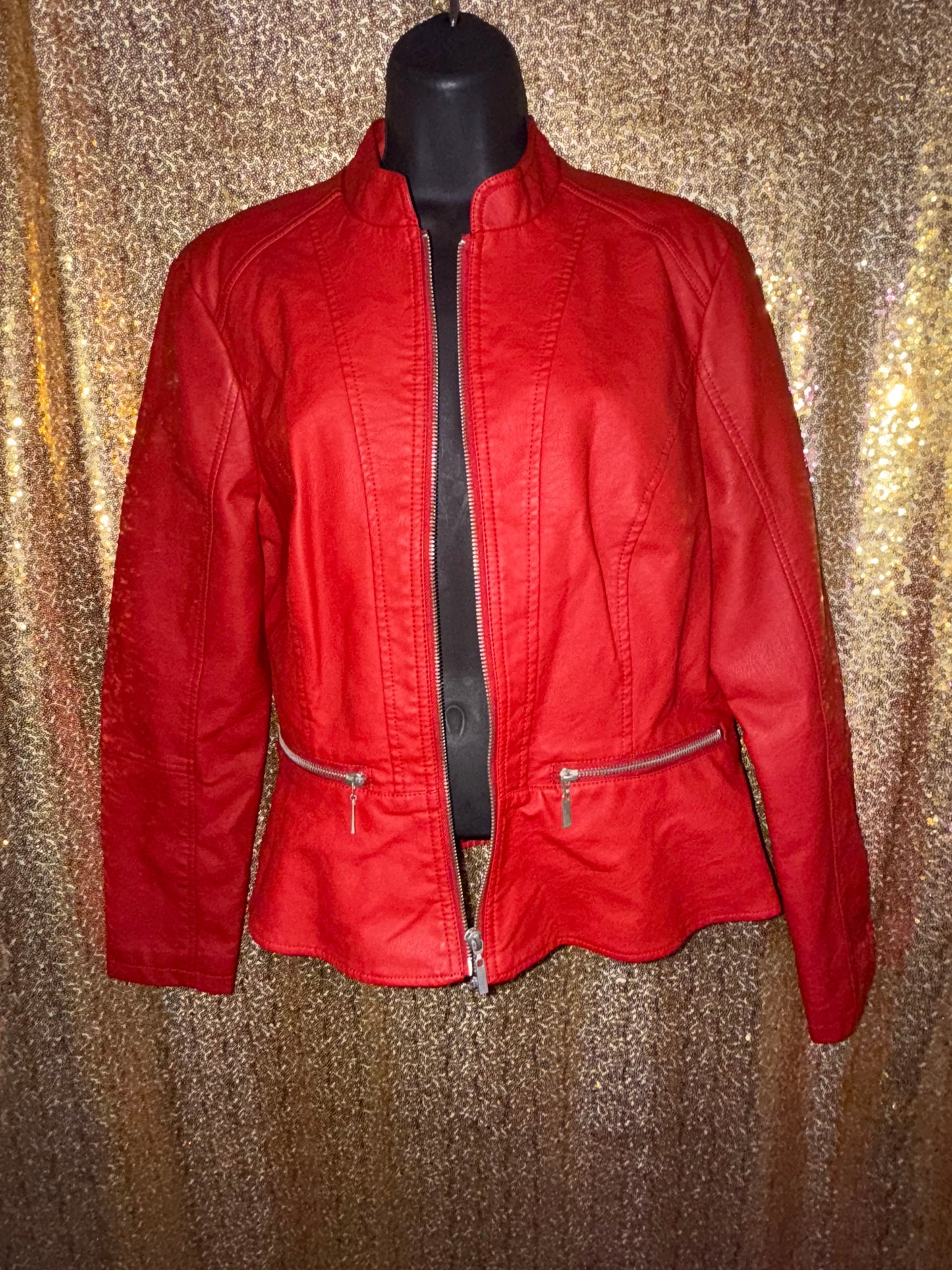 Size large red leather jacket