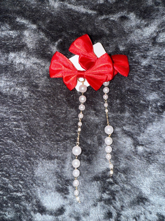 Red Bow Earrings