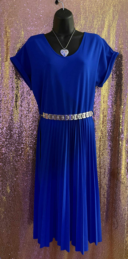 Royal Blue Pleated Dress