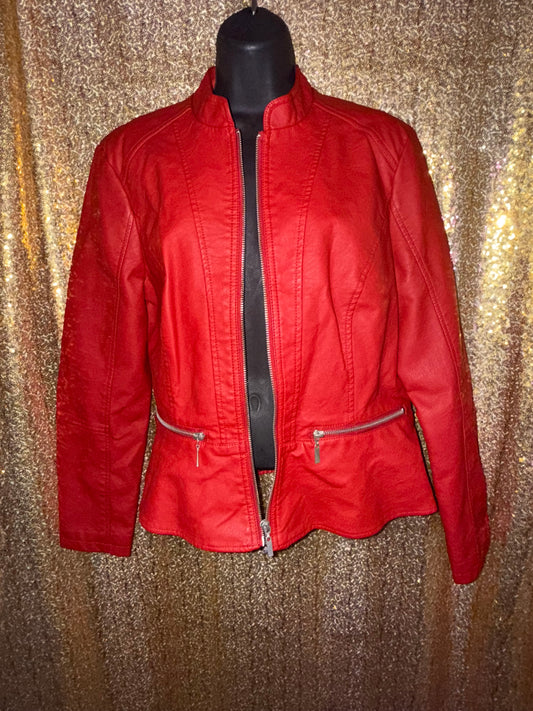 Size large red leather jacket